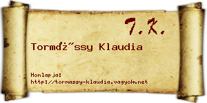 Tormássy Klaudia névjegykártya