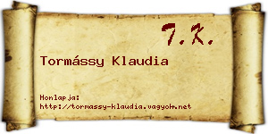 Tormássy Klaudia névjegykártya