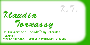 klaudia tormassy business card